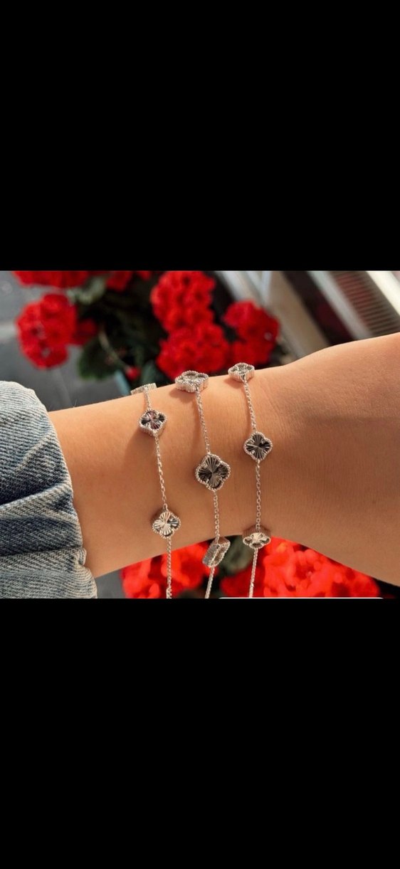 Gümüş Renkli Yonca Van Cleef Kadın Çelik Bileklik - Görsel 2