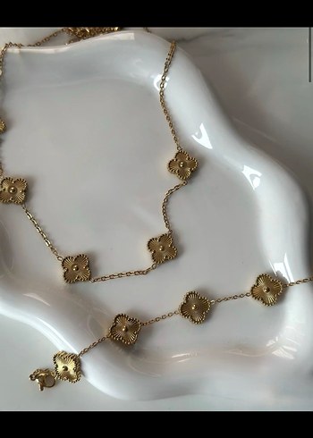 İkili Set YONCA VAN CLEEF KOLYE VE BİLEKLİK SET ÇELİK