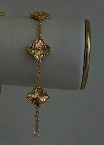 Beden altın Renk İkili Set YONCA VAN CLEEF KOLYE VE BİLEKLİK SET ÇELİK