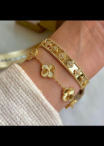 Beden altın Renk VAN CLEEF YONCA GOLD BİLEKLİK ÇELİK