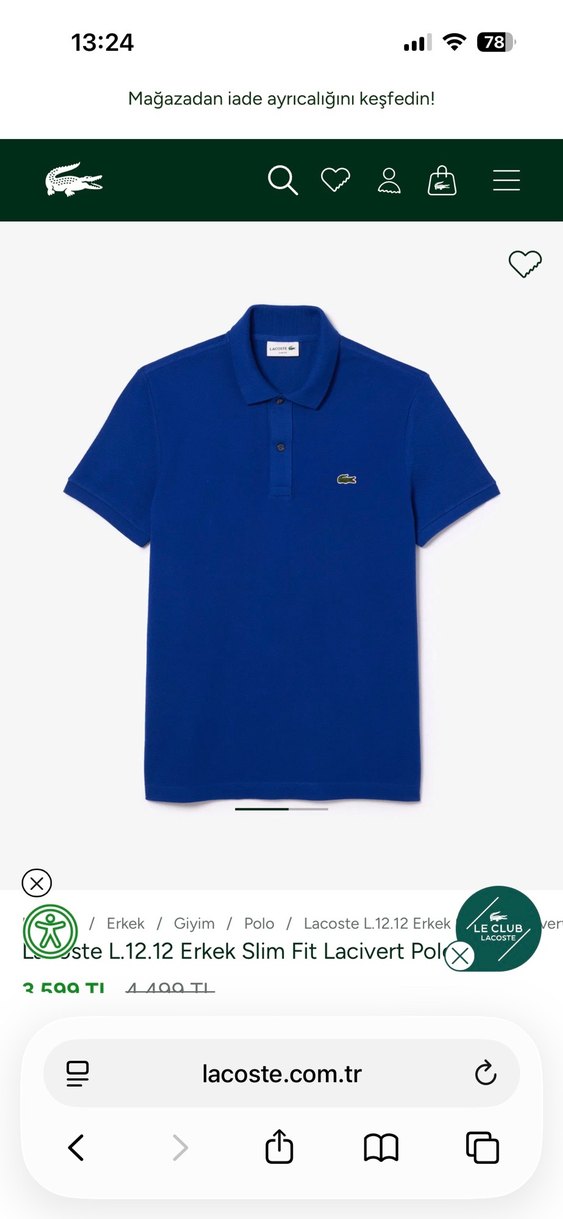 Lacoste Erkek Mavi Polo Tişört - Görsel 5