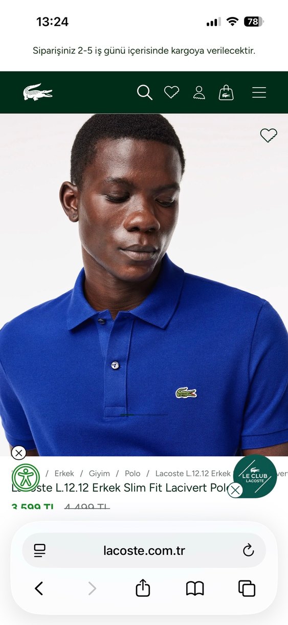 Lacoste Erkek Mavi Polo Tişört - Görsel 3