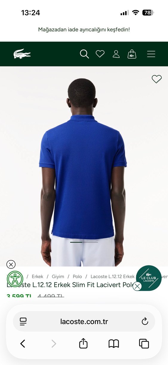 Lacoste Erkek Mavi Polo Tişört - Görsel 4