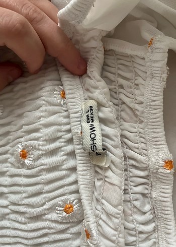 Topshop Nakışlı Beyaz Straplez Bohem Bluz