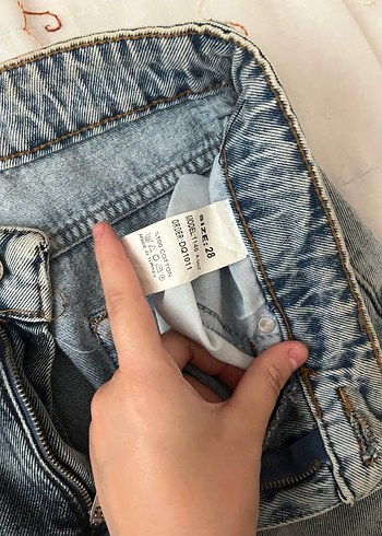 28 Beden Gri Mavi Bağlamalı Bol Kesim Kadın Kot Pantolon