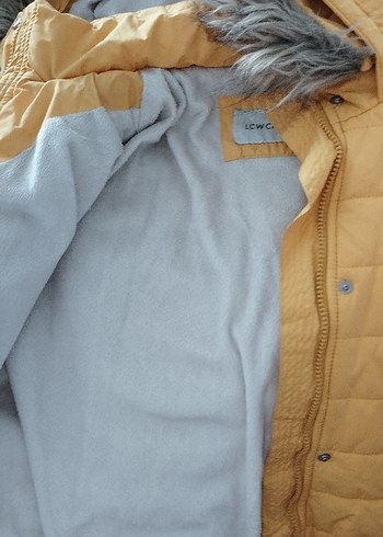 40 Beden Sarı Kadın Kışlık Kürklü Mont