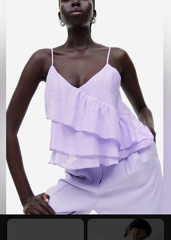 H&M H&M Kadın Mor Fırfırlı Askılı Bluz
