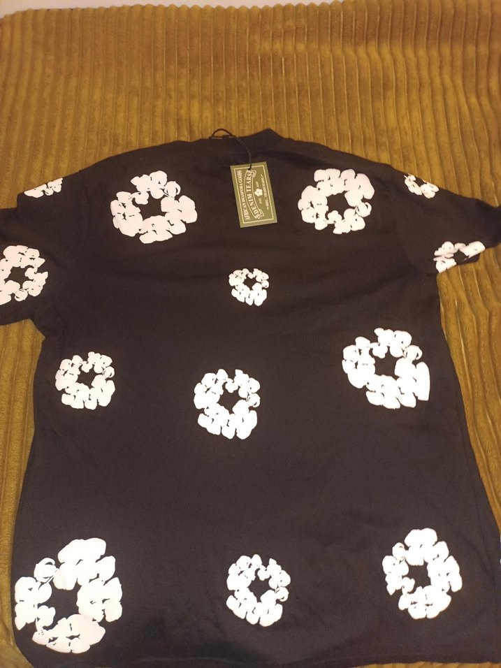 denim teras çiçek baskılı tişört - Görsel 4