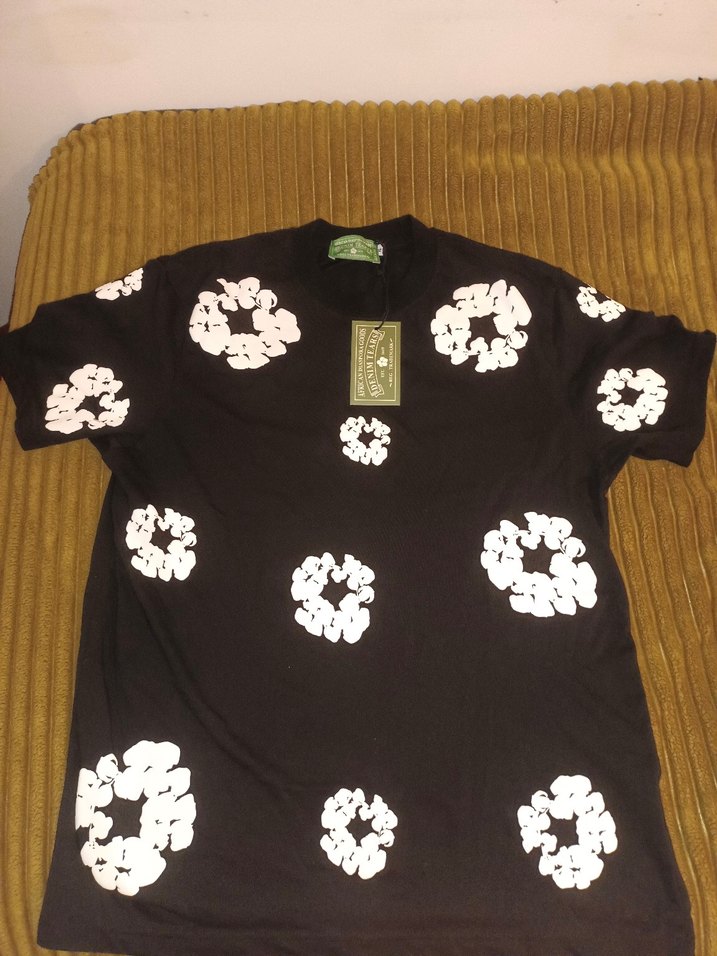 denim teras çiçek baskılı tişört - Görsel 2