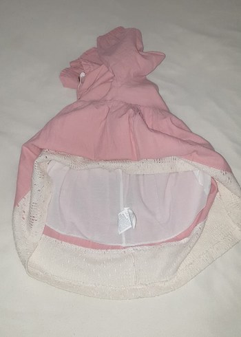 Pembe Dantelli Pamuk Kız Çocuk Elbise - Görsel 4