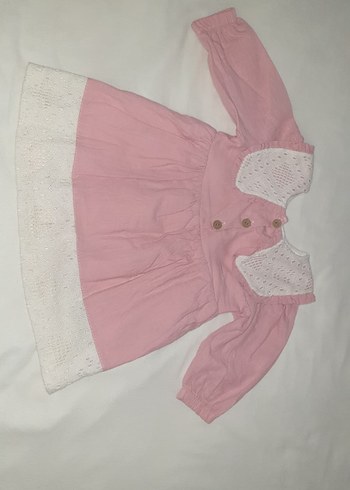 Pembe Dantelli Pamuk Kız Çocuk Elbise - Görsel 2