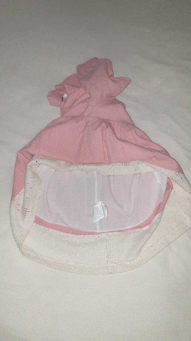 Pembe Dantelli Pamuk Kız Çocuk Elbise - Görsel 4