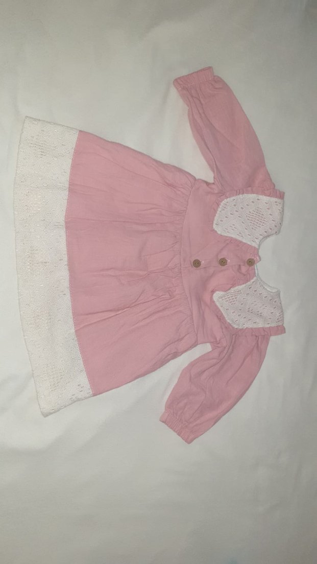 Pembe Dantelli Pamuk Kız Çocuk Elbise - Görsel 2