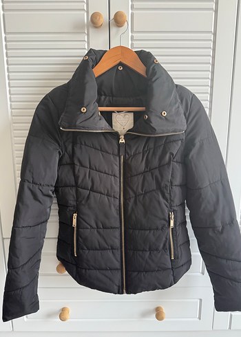 m Beden siyah Renk Bershka Siyah Fermuarlı Kadın Kışlık Mont