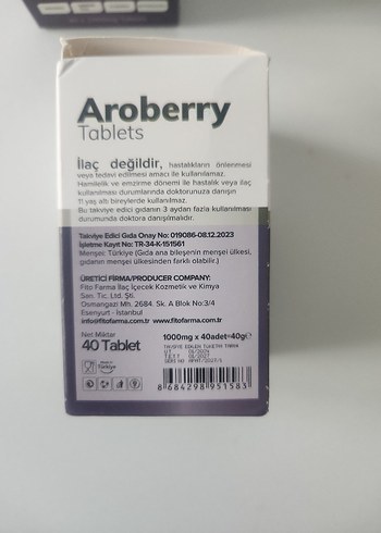 Aroberry Prebiyotik & Aronia Tablet 40'lı - Görsel 4