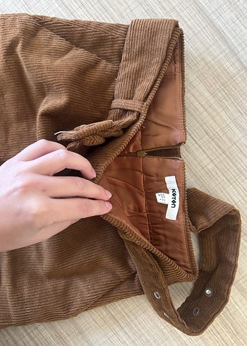 Koton Kahverengi kadife Kemerli Mini Etek