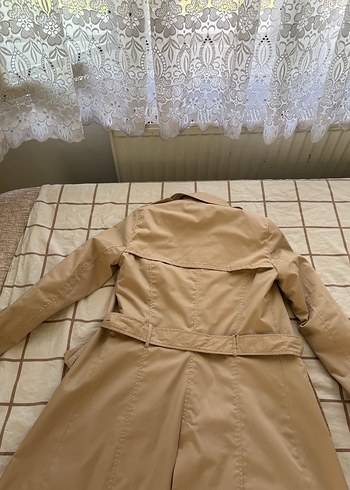 xs Beden Bej Midi Trençkot, Düğmeli, Regular Fit