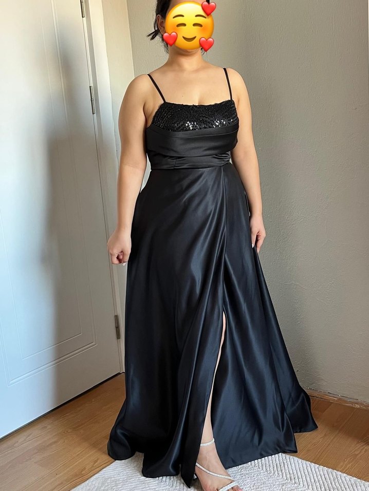 Siyah Drapeli Midi Straplez Kadın Abiye Elbise - Görsel 2