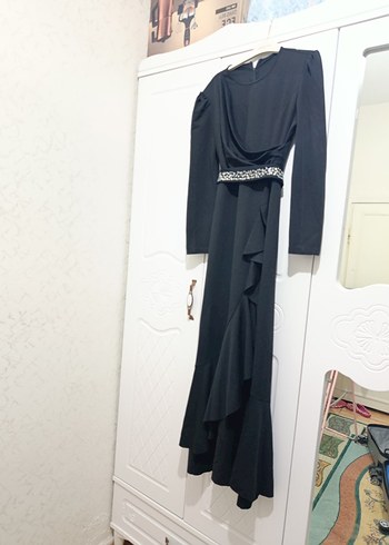 Siyah Uzun Kollu Abiye Elbise - Görsel 3