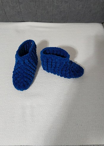Erkek Bebek Mavi Örgü Patik panduf
