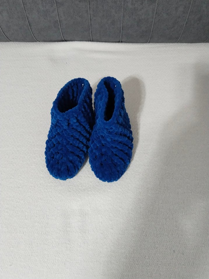 Erkek Bebek Mavi Örgü Patik panduf - Görsel 2