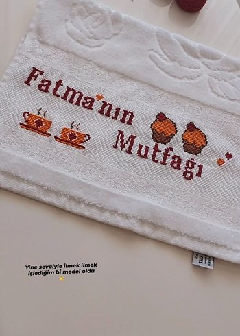 Elif'in Mutfak Nakışlı Beyaz Mutfak Havlusu - Görsel 3