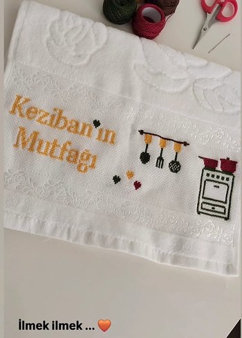 Elif'in Mutfak Nakışlı Beyaz Mutfak Havlusu - Görsel 2