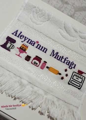 Elif'in Mutfak Nakışlı Beyaz Mutfak Havlusu - Görsel 5