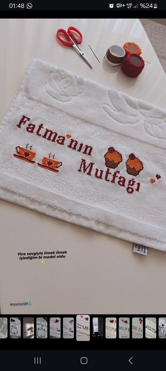 Elif'in Mutfak Nakışlı Beyaz Mutfak Havlusu - Görsel 3