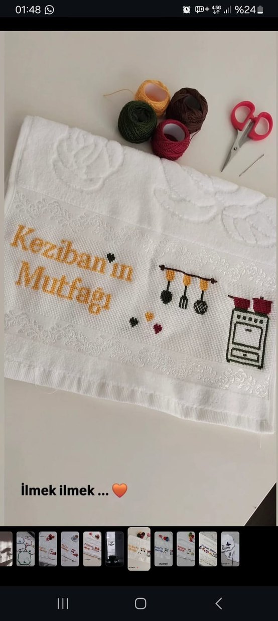 Elif'in Mutfak Nakışlı Beyaz Mutfak Havlusu - Görsel 2