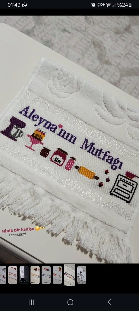 Elif'in Mutfak Nakışlı Beyaz Mutfak Havlusu - Görsel 5