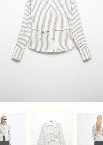 bele oturan çizgili gömlek - Görsel 2