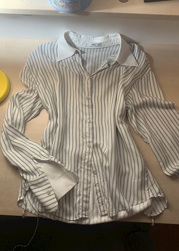 bele oturan çizgili gömlek - Görsel 4