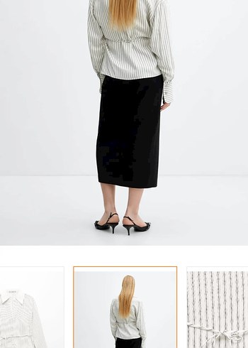 bele oturan çizgili gömlek - Görsel 3