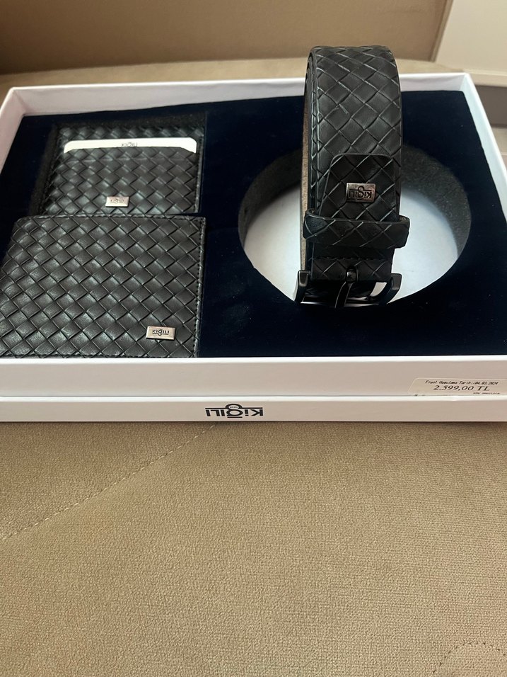 Siyah Örgü Desenli Erkek Cüzdan ve Kemer Seti - Görsel 2