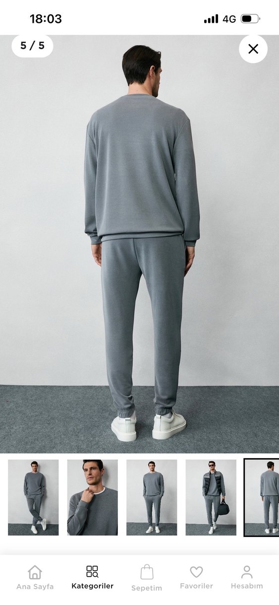 Gri Erkek Jogger Eşofman Takım - Görsel 3