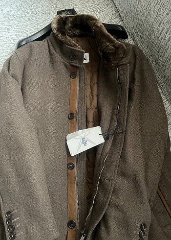 Kiğılı Kahverengi Erkek Yün Kaban - Görsel 3