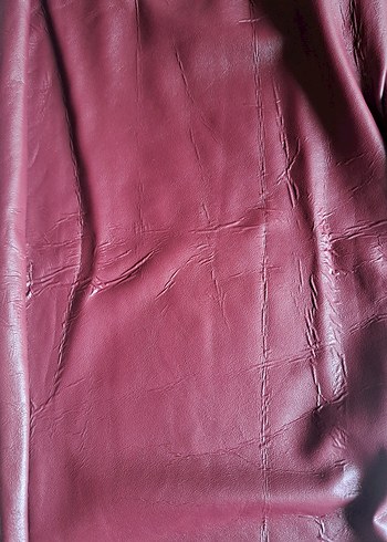 l Beden Bordo Deri Kadın Rahat Kesim Pantolon