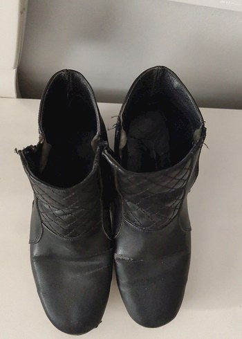 Fermuarlı Siyah Kadın Dolgu Topuk Bot - Görsel 2