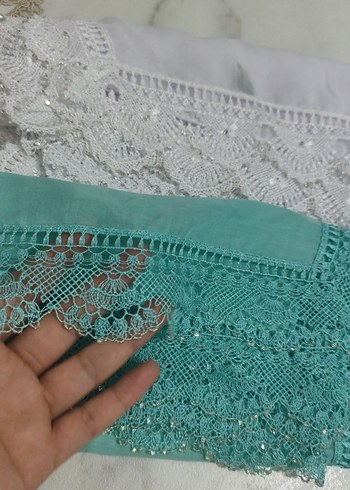 boncuk işlemeli laçek vs eşarp - Görsel 2