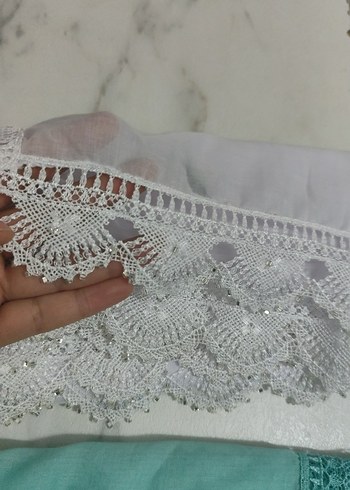 boncuk işlemeli laçek vs eşarp - Görsel 3