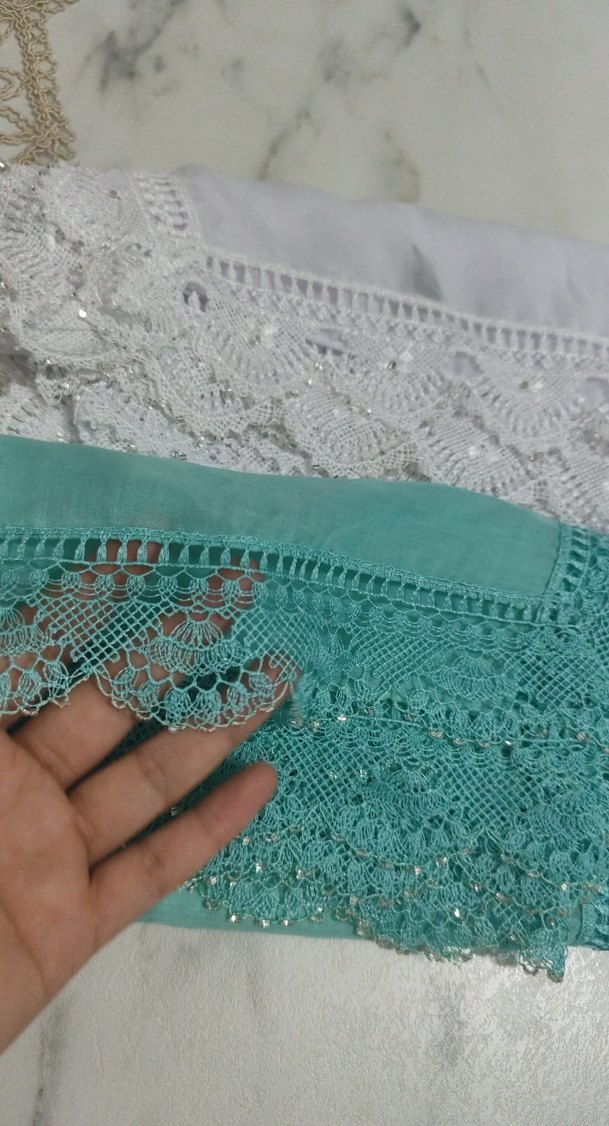 boncuk işlemeli laçek vs eşarp - Görsel 2