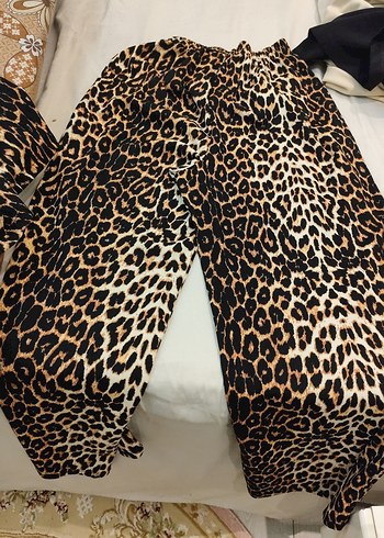 Leopar Desenli Kadın Kimono takım - Görsel 3