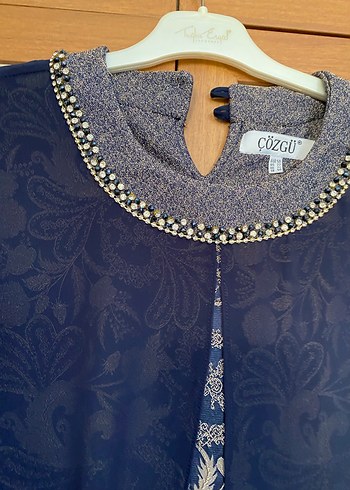 Nakışlı Lacivert Uzun Kollu Kadın Elbise - Görsel 4