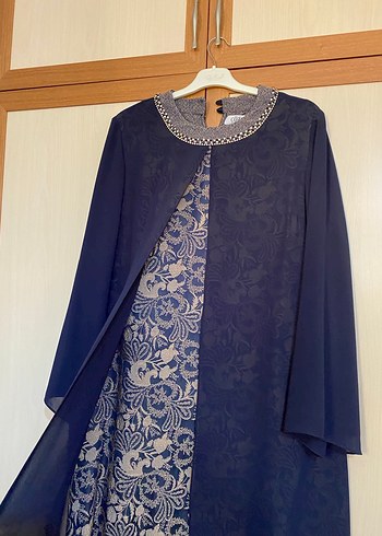 Nakışlı Lacivert Uzun Kollu Kadın Elbise - Görsel 2