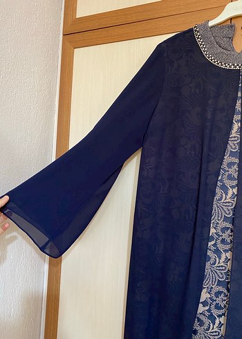 Nakışlı Lacivert Uzun Kollu Kadın Elbise - Görsel 5