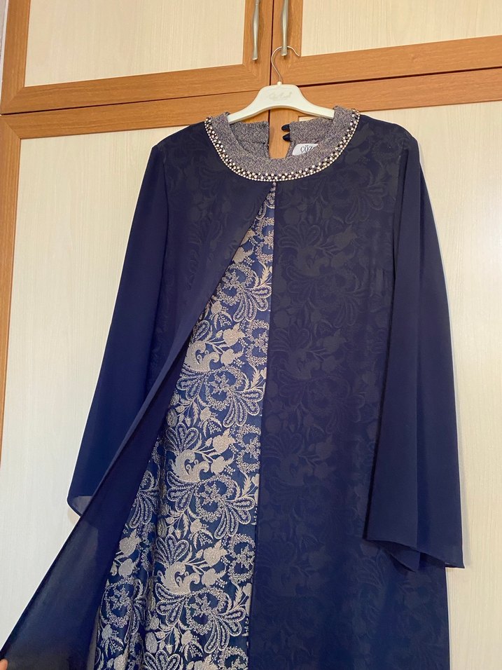 Nakışlı Lacivert Uzun Kollu Kadın Elbise - Görsel 2