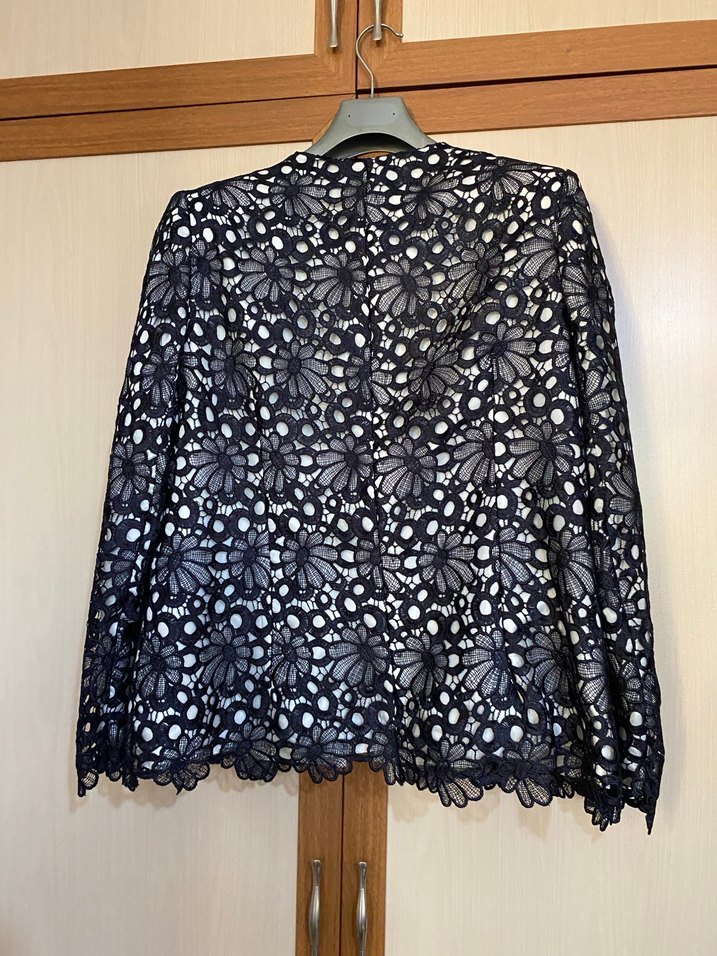 Dantel İşlemeli Kısa Beyaz Kadın Ceket - Görsel 2