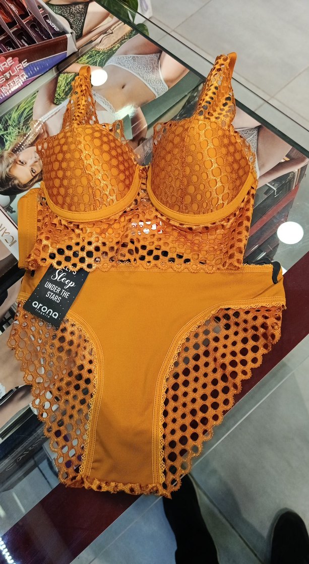 Parlak Turuncu Bohem Tarzı Örgü Büstiyer 75 beden hafif dolgulu - Görsel 3