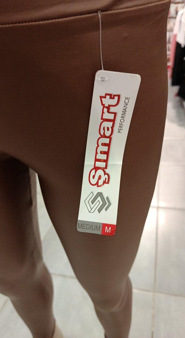 Kahverengi Deri Kadın Tayt - Midi Boy - Görsel 3